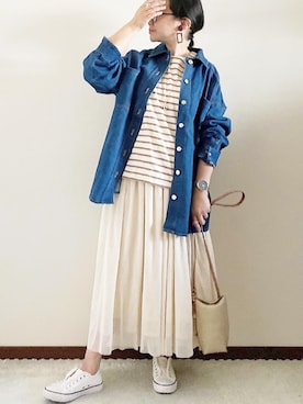 「ap retro（アプレトロ）のアイテム（デニムジャケット）」を使った、naoさん（レディース・156cm）の春コーディネート