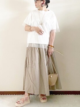 「REAL CUBE（リアルキューブ）のアイテム（アクセサリー）」を使った、naoさん（レディース・156cm）の夏コーディネート