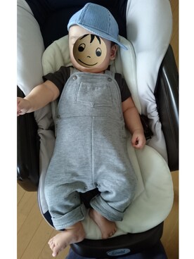 「PETIT BATEAU（プチバトー）のアイテム（オールインワン・サロペット）」を使った、こたねさん（キッズ・80cm）の秋コーディネート