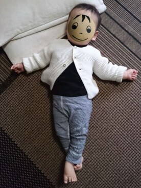 「プチバトー(PETIT BATEAU)」｜こたねさん（キッズ・70cm）の秋コーディネート