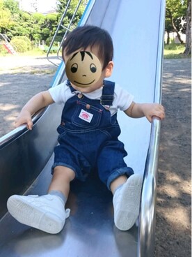 「babygap」｜「アイテム（サロペット/オーバーオール）」を使った、こたねさん（キッズ・80cm）の秋コーディネート