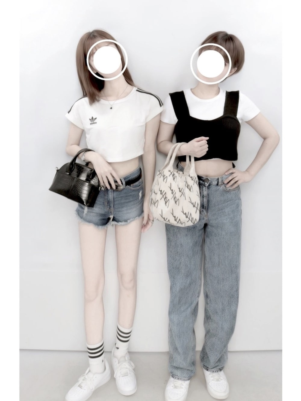 「adidasの【adicolor】 Tシャツ[3 STRIPES CROPPED TEE]（Tシャツ/カットソー、ホワイト系）」を使った、saiさん（レディース・156cm）の夏コーディネートの1枚目の写真