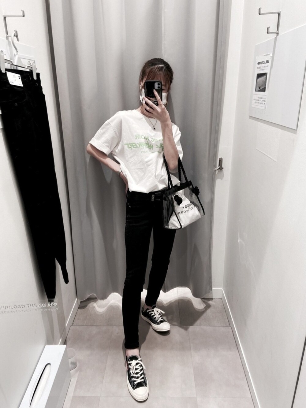 「MOUSSYのCLEAR MINI SHOPPER BAG（ショルダーバッグ、その他）」を使った、saiさん（レディース・156cm）の夏コーディネートの1枚目の写真