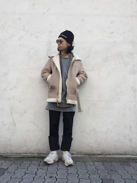 「Gosha Rubchinskiy（ゴーシャラブチンスキー）のアイテム（帽子）」を使った、shintaro itoさん（メンズ・173cm）の冬コーディネート