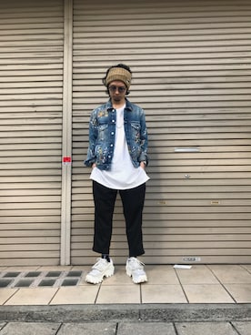 「WHITELAND BLACKBURN」｜「アイテム（デニムジャケット）」を使った、shintaro itoさん（メンズ・173cm）の春コーディネート