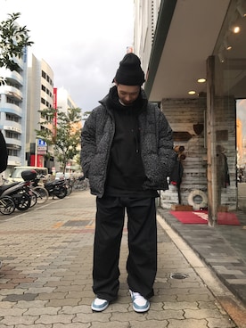 「BlackEyePatch（ブラックアイパッチ）のアイテム（ダウンジャケット/コート）」を使った、shintaro itoさん（メンズ・173cm）の冬コーディネート