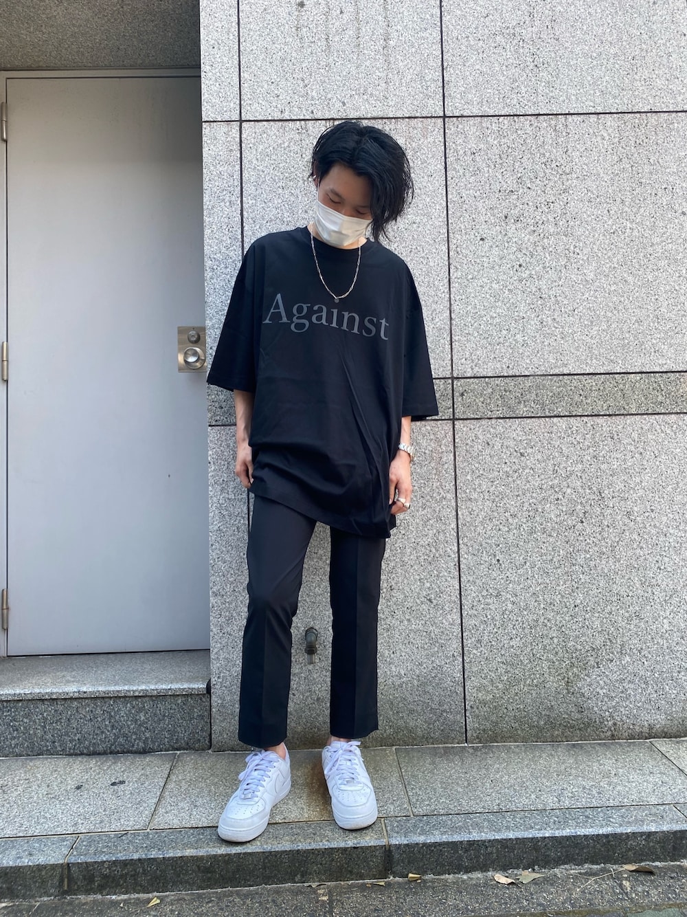 「ビッグシルエット、カジュアル、NIKE、ブラック、夏、LHP、soe、大人コーデ、ゆるコーデ、WHITELAND BLACKBURN」｜「NIKEのNIKE/ナイキ/エアフォース 1 LOW '07（スニーカー、ホワイト系）」を使った、shintaro itoさん（メンズ・173cm）の夏コーディネートの1枚目の写真