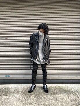 「Danke schon」｜「アイテム（ライダースジャケット）」を使った、shintaro itoさん（メンズ・173cm）の秋コーディネート