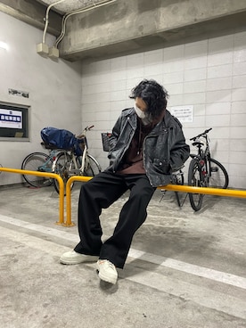 「ストリートファッション」｜「アイテム（ライダースジャケット）」を使った、shintaro itoさん（メンズ・173cm）の冬コーディネート