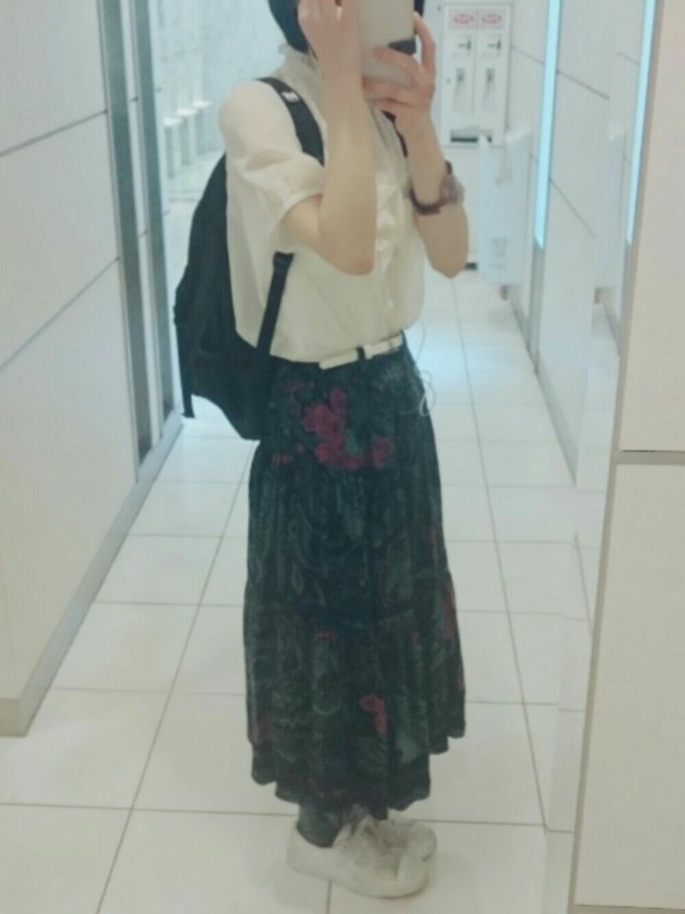 「古着」｜「usedのアイテム（ベルト、ホワイト系）」を使った、ぽんずさん（レディース・159cm）の夏コーディネートの1枚目の写真