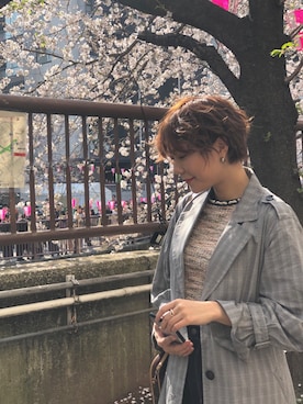 「お散歩」｜「アイテム（トレンチコート）」を使った、Rukaさん（レディース・162cm）の春コーディネート