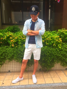 「BLUEY（ブルーイ）のアイテム」を使った、ショーさん（メンズ・178cm）の春コーディネート