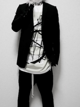 「DRKSHDW by RICK OWENS（ダークシャドウ バイ リックオウエンス）のアイテム（トップス）」を使った、gamiwearcomさん（メンズ・174cm）の夏コーディネート