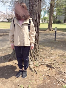 「学校」｜「アイテム（ブルゾン）」を使った、りおさん（レディース・152cm）の春コーディネート