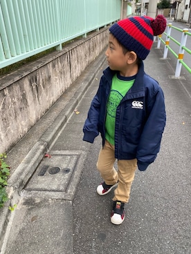 「canterbury（カンタベリー）のアイテム（ジャケット/アウター）」を使った、tomokomakotoさん（キッズ・110cm）の秋コーディネート