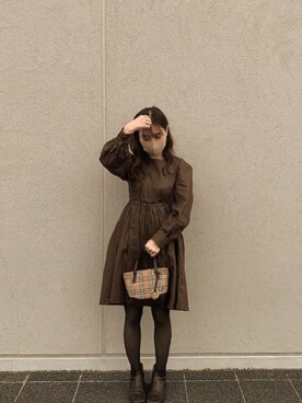 「バーバリー」｜「アイテム（ワンピース/ドレス）」を使った、rinさん（レディース・155cm）の冬コーディネート