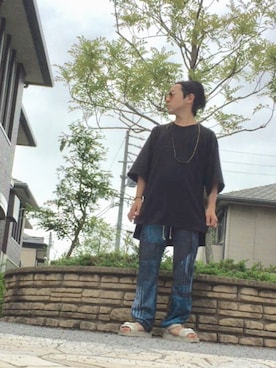 「TALKING ABOUT THE ABSTRACTION（トーキング　アバウト　ジ　アブストラクション）のアイテム（パンツ）」を使った、でかおさん（メンズ・164cm）の夏コーディネート