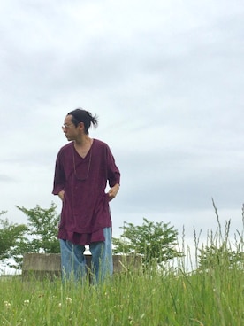 「アイテム（デニムパンツ）」を使った、でかおさん（メンズ・164cm）の夏コーディネート