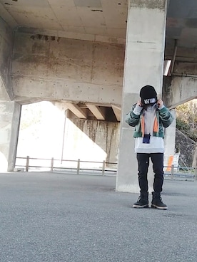 「LAD MUSICIAN（ラッドミュージシャン）のアイテム（ニットキャップ/ビーニー）」を使った、でかおさん（メンズ・164cm）の冬コーディネート