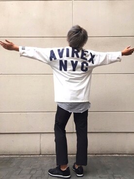 AVIREX DEPOT横浜｜KUMA使用「AVIREX（avirex/アヴィレックス/ｼﾞｬｰﾏﾝﾗﾝﾆﾝｸﾞ/ジャーマンランニング）」的時尚穿搭