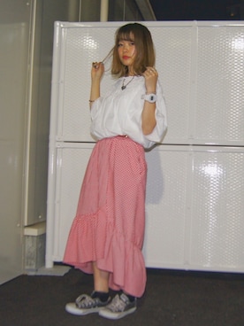 「アイテム（アナログ腕時計）」を使った、おさかなちゃんさん（レディース・156cm）の春コーディネート