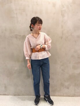 「NiCORON（ニコロン）のアイテム（パンツ）」を使った、おさかなちゃんさん（レディース・156cm）の春コーディネート