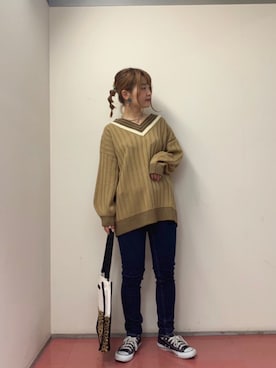 「NiCORON（ニコロン）のアイテム（パンツ）」を使った、おさかなちゃんさん（レディース・156cm）の秋コーディネート