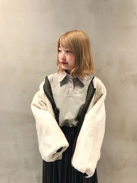 「ラガーシャツ」｜「アイテム（ブルゾン）」を使った、おさかなちゃんさん（レディース・156cm）の冬コーディネート