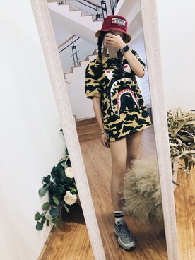 「MARVEL（マーベル）のアイテム（帽子）」を使った、Sofuさん（レディース・158cm）の夏コーディネート