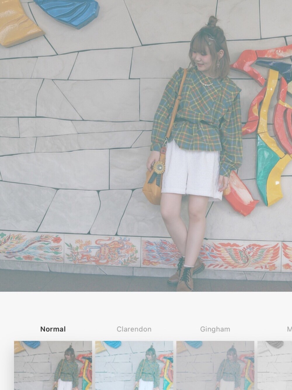 「秋コーデ、ゆるコーデ、古着、casual、チェック、fashion、キイロ」｜「Claude Centimeのアイテム（シャツ/ブラウス、グリーン系）」を使った、ぶっせさん（レディース・155cm）の秋コーディネートの1枚目の写真