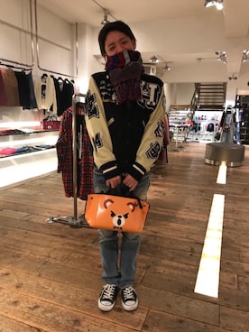 「ビッグサイズコーデ」｜「アイテム（スタジャン）」を使った、龍之介69さん（メンズ・166cm）の秋コーディネート