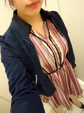 「axes femme（アクシーズファム）のアイテム（その他アウター）」を使った、遊璃さん（レディース・153cm）の春コーディネート