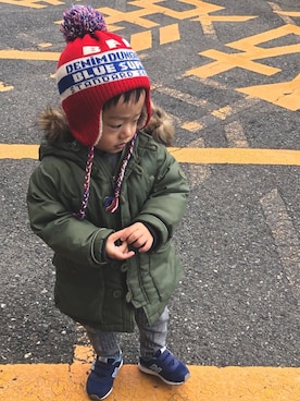 「ZARA KIDS」｜「アイテム（ダウンジャケット/コート）」を使った、は☺︎さん（キッズ・90cm）の冬コーディネート