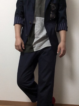 「COMME　CA COMMUNE（コムサコミューン）のアイテム（テーラードジャケット）」を使った、KEITAさん（メンズ・160cm）の春コーディネート
