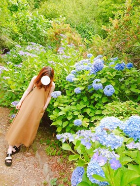 「UNIQLO（ユニクロ）のアイテム（ワンピース、オレンジ系）」を使った、ka__raさん（キッズ・80cm）の夏コーディネート