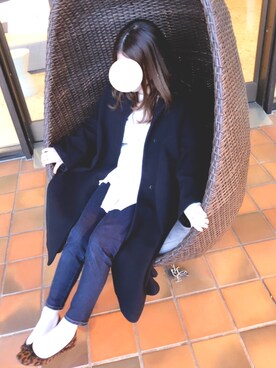 「JOURNAL STANDARD（ジャーナルスタンダード）のメルトンフレアコート◆（その他アウター、ブルー系）」を使った、ka__raさん（キッズ・80cm）の春コーディネート