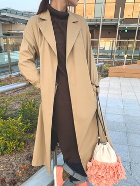 「NATURAL BEAUTY BASIC（ナチュラルビューティーベーシック）のアイテム（トレンチコート）」を使った、mayu.nishidaさん（レディース・162cm）の春コーディネート