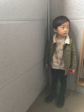 「息子コーデ」｜「アイテム（ブーツ）」を使った、itsuki ◡̈⃝さん（キッズ・100cm）の冬コーディネート