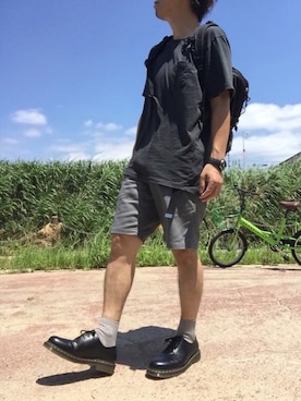 「黒リュック」｜「アイテム（その他）」を使った、きのこさん（メンズ・173cm）の夏コーディネート