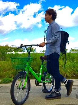 「ボーダーソックス」｜「アイテム（その他）」を使った、きのこさん（メンズ・173cm）の秋コーディネート