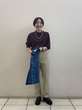 「ニット/セーター」｜「アイテム（デニムジャケット）」を使った、ishii0xxさん（レディース・156cm）の秋コーディネート