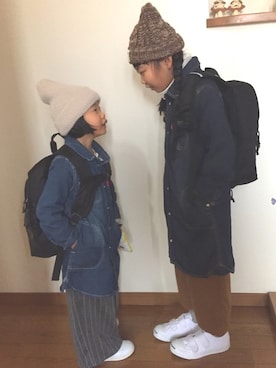 「GLOBAL WORK（グローバルワーク）のアイテム（オールインワン・サロペット）」を使った、kankitsu🍊さん（キッズ・122cm）の冬コーディネート