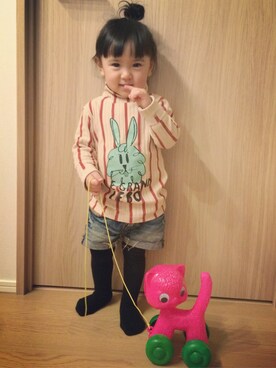 「bobochoses」｜「アイテム（おもちゃ）」を使った、まあさん（キッズ・80cm）の冬コーディネート