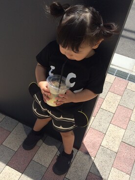 「にゃー」｜「アイテム（スリッポン）」を使った、まあさん（キッズ・90cm）の夏コーディネート