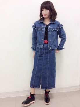 「ジーユーコーデ」｜「アイテム（デニムジャケット）」を使った、yamanaka miyuki    さん（レディース・157cm）の冬コーディネート