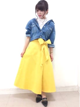 「ジーユーコーデ」｜「アイテム（デニムジャケット）」を使った、yamanaka miyuki    さん（レディース・157cm）の春コーディネート