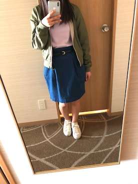 「earth music&ecology（アースミュージックアンドエコロジー）のアイテム（MA-1）」を使った、かんちゃんさん（レディース・152cm）の春コーディネート