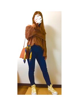 「アイテム（その他トップス、ブラウン系）」を使った、.Y.さん（レディース・154cm）の秋コーディネート