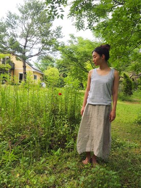 「アイテム（タンクトップ、ブルー系）」を使った、TEREZAさん（レディース・163cm）の夏コーディネート