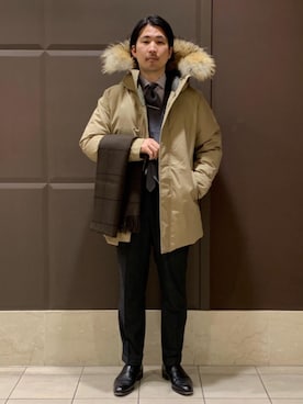 「UNITED ARROWS（ユナイテッドアローズ）のアイテム（マフラー）」を使った、MWさん（メンズ・177cm）の冬コーディネート